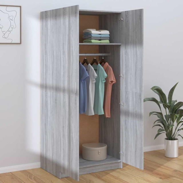 vidaXL 2 Door Grey Sonoma Engineered Wood Wardrobe - Wilko - image 1