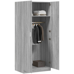 vidaXL 2 Door Grey Sonoma Engineered Wood Wardrobe - Wilko - thumbnail 5