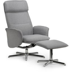 Julian Bowen Aria Grey Linen Swivel Recliner Chair with Footstool - Size: Single - Wilko - thumbnail 3