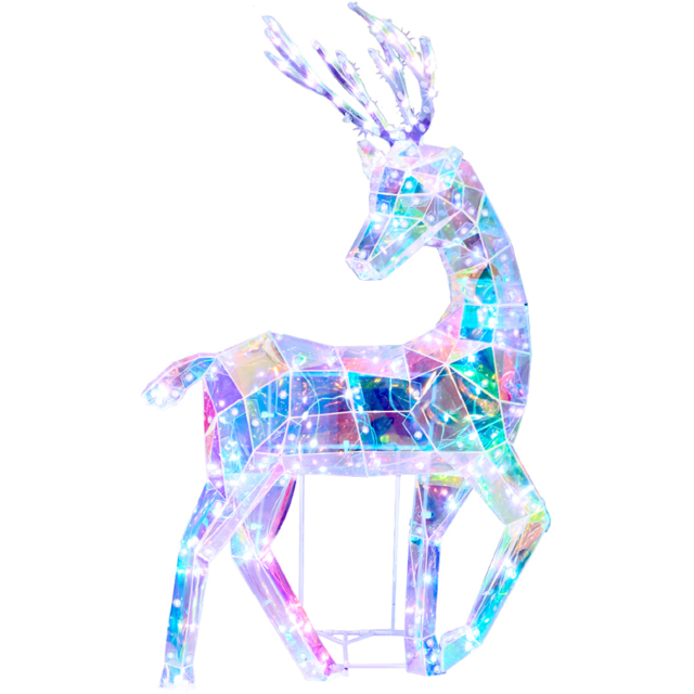 The Christmas Workshop 100 Cool White LED Iridescent Reindeer Decoration 2ft - Size: 62.7 x 36.5 x 12.6cm - Multi - Wilko - image 1