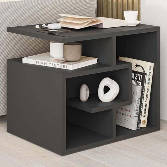 Decortie Labirent Anthracite Grey Multipurpose Coffee Table - Size: 45 x 54 x 40cm - Black - Wilko - image 1