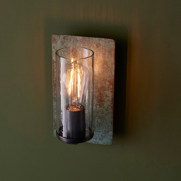 Merano Palermo Verdigris Bronze Plate Clear Glass Wall Lamp - Size: 13.8 x 14 x 25.5cm - Brown - Wilko - thumbnail 7