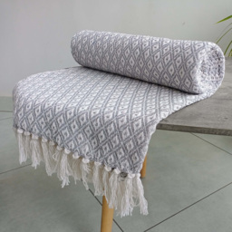 Rapport Home Silver Eden Recycled Cotton Geometric Throw 254 x 254cm - Size: 13 x 254 x 254cm - Wilko - thumbnail 3