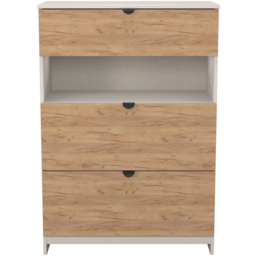 Crowndale Bora 3 Drawer Single Shelf Gold Oak and Kashmir Storage Unit - Cream - Wilko - thumbnail 3