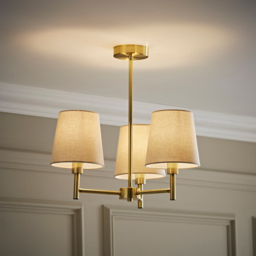 ValueLights Kincaid 3 Arm Tapered Shade Brushed Gold Chandelier Ceiling Light with Bulb - Size: 45 x 46 x 46cm - Wilko - thumbnail 7