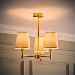 ValueLights Kincaid 3 Arm Tapered Shade Brushed Gold Chandelier Ceiling Light with Bulb - Size: 45 x 46 x 46cm - Wilko - thumbnail 3