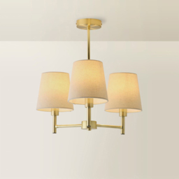 ValueLights Kincaid 3 Arm Tapered Shade Brushed Gold Chandelier Ceiling Light with Bulb - Size: 45 x 46 x 46cm - Wilko - thumbnail 6