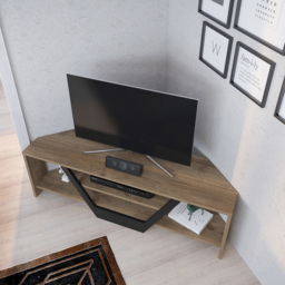 Decorotika Sares 2 Shelf Walnut and Black Modern TV Unit - Size: 36.8 x 120 x 35cm - Multi - Wilko - thumbnail 5