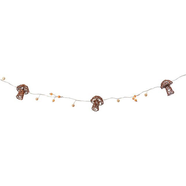 Autumnal Mushroom Rattan String Light - Brown - The Fall Collection - Wilko - image 1