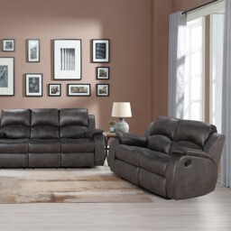 Monaco Pellissima 2 Seater Grey Leather Manual Recliner Sofa - Wilko - thumbnail 4
