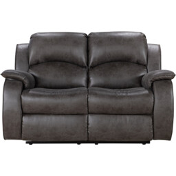 Monaco Pellissima 2 Seater Grey Leather Manual Recliner Sofa - Wilko - thumbnail 3