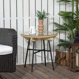 Outsunny Rattan Side Round Table Black - Size: 52 x 17 x 52cm - Wilko - thumbnail 1