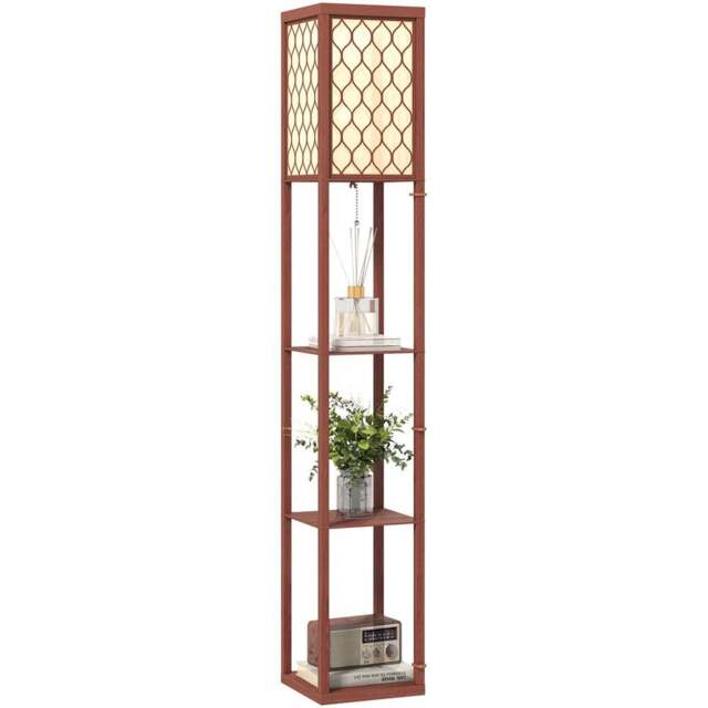Portland 3 Shelf Brown Floor Lamp - Size: 160 x 26 x 26cm - Wilko - image 1