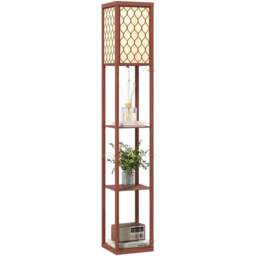 Portland 3 Shelf Brown Floor Lamp - Size: 160 x 26 x 26cm - Wilko