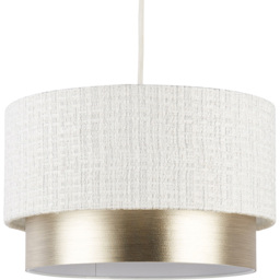 Lighting Collection Amelie 2 Tier Cream and Gold Ceiling Lamp Shade 37cm - Size: 18 x 37 x 37cm - White, Silver and Champagne - Wilko