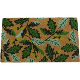 Eselle RHS Autumn Oak Green Coir Door Mat 45 x 75cm - Size: 45 x 75 x 1.5cm - Wilko