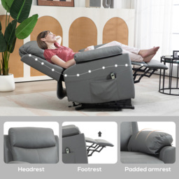 Portland Grey Power Lift Recliner Electric Chair with Remote - Size: Single - Wilko - thumbnail 6