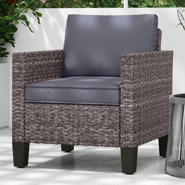 Outsunny Light Dark Grey Rattan Garden Armchair with Cushions - Size: 75 x 72 x 74cm - Wilko - image 1