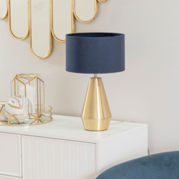 ValueLights Jax Navy Blue Shade Antique Brass Touch LED Table Lamp - Size: 41 x 25 x 25cm - Gold - Wilko - thumbnail 6