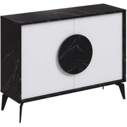 Decortie Gora 2 Door Black Marble Effect and White Console Sideboard - Size: 82 x 110 x 35.6cm - Multi - Wilko - thumbnail 3