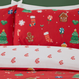 Christmas Friends Duvet Set Red and White Double - Candy Cane Lane - Wilko - thumbnail 4