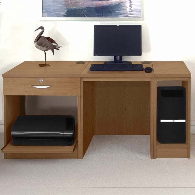 R White Cabinets Single Drawer Dark Brown Set-10 Desk with Printer Shelf - Size: 72.8 x 150 x 54cm - Wilko - image 1