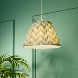 Lighting Collection Chevron Pleat Gathered Ceiling Lamp Shade - Size: 22 x 31 x 31cm - Green and Beige - Wilko - thumbnail 3