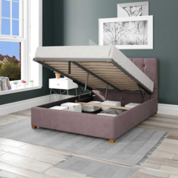 Aspire Hepburn Double Blush Plush Velvet Ottoman Bed - Pink - Aspire Beds - Wilko - thumbnail 3