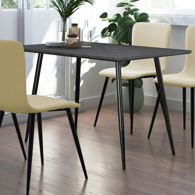 Loft24 Monza 4 Seater Grey Oak Rectangular Dining Table - Fishbone Greyoak/Black - Wilko - image 1