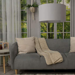 ValueLights Reni Grey Fabric Large Drum Shade - Size: 45 x 25 x 45cm - Wilko - thumbnail 6