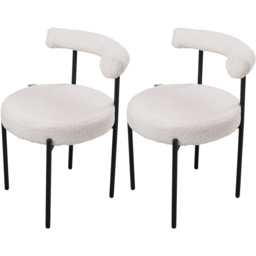 Living and Home Set of 2 White Sherpa Fleece Upholstered Dining Chair - Wilko - thumbnail 3