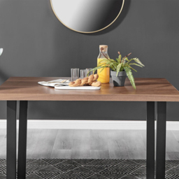 Furniturebox Solo Valera Wood Effect 4 Seater Dining Set Brown and Black - Wilko - thumbnail 6