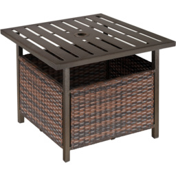 Outsunny Brown Rattan Coffee Table with Umbrella Hole - Size: 55 x 55 x 46cm - Wilko - thumbnail 3