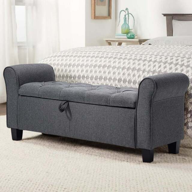 Living and Home Grey Storage Ottoman Bench - Wilko - image 1