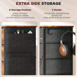 HOMCOM 5 Drawer 4 Side Pockets 2 Hooks Rustic Brown Fabric Chest of Drawers - Wilko - thumbnail 6