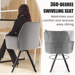 Costway Grey Swivel Accent Chair Set of 2 - Size: Single - Wilko - thumbnail 5