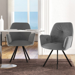 Costway Grey Swivel Accent Chair Set of 2 - Size: Single - Wilko - thumbnail 4