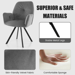 Costway Grey Swivel Accent Chair Set of 2 - Size: Single - Wilko - thumbnail 7