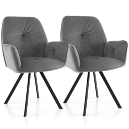 Costway Grey Swivel Accent Chair Set of 2 - Size: Single - Wilko - thumbnail 3