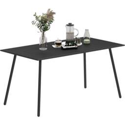 Outsunny 6 Seater Slate Top Steel Garden Dining Table Black - Wilko - thumbnail 3