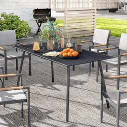 Outsunny 6 Seater Slate Top Steel Garden Dining Table Black - Wilko - thumbnail 4