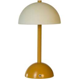 Lighting Collection LED White Glass Shade Rechargeable Table Lamp - Size: 32 x 17.5 x 17.5cm - Mustard & White - Wilko
