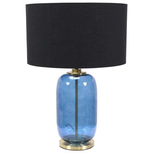 ValueLights Leigh Reni Black Shade Navy Blue Glass LED Table Lamp - Size: 52.5 x 45 x 45cm - Wilko - image 1