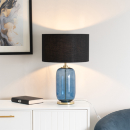 ValueLights Leigh Reni Black Shade Navy Blue Glass LED Table Lamp - Size: 52.5 x 45 x 45cm - Wilko - thumbnail 3