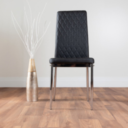 Furniturebox Arona Valera Glass 4 Seater Round Dining Set Chrome and Black - Wilko - thumbnail 3