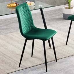Lexi Set of 2 Green Velvet Fabric Dining Chairs - MCC - Wilko