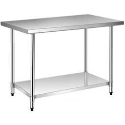 Costway Stainless Steel Catering Table - Size: 131 x 85 x 13cm - Multi - Wilko