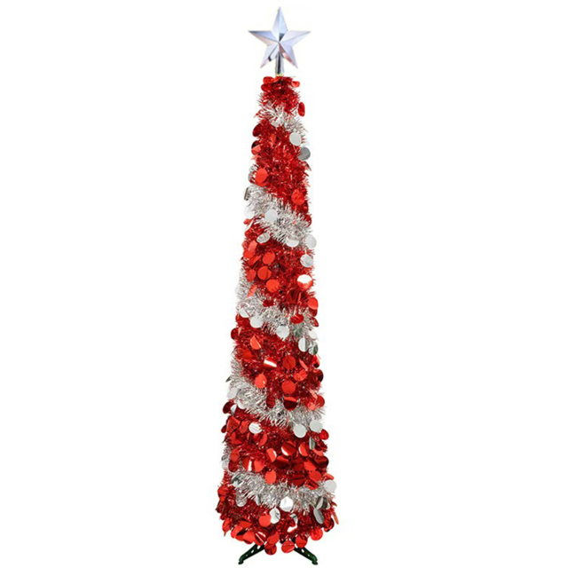 AMOS Warm White LED Red and White Spiral Telescopic Artificial Tree 5ft - Size: 150 x 70 x 70cm - Wilko - image 1