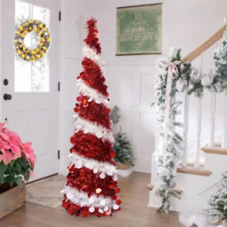 AMOS Warm White LED Red and White Spiral Telescopic Artificial Tree 5ft - Size: 150 x 70 x 70cm - Wilko - thumbnail 5