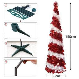 AMOS Warm White LED Red and White Spiral Telescopic Artificial Tree 5ft - Size: 150 x 70 x 70cm - Wilko - thumbnail 6